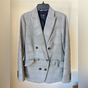 J. Crew Gray Plaid Double-Breasted Blazer